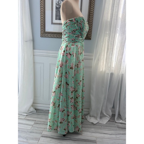 Allure Bridals Strapless Sweetheart Floral Ruched Maxi Dress Size 12 - Picture 4 of 10
